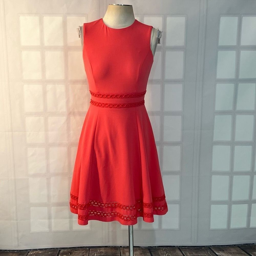 Calvin Klein sleeveless bright pink fit and flare dress size 2 petite